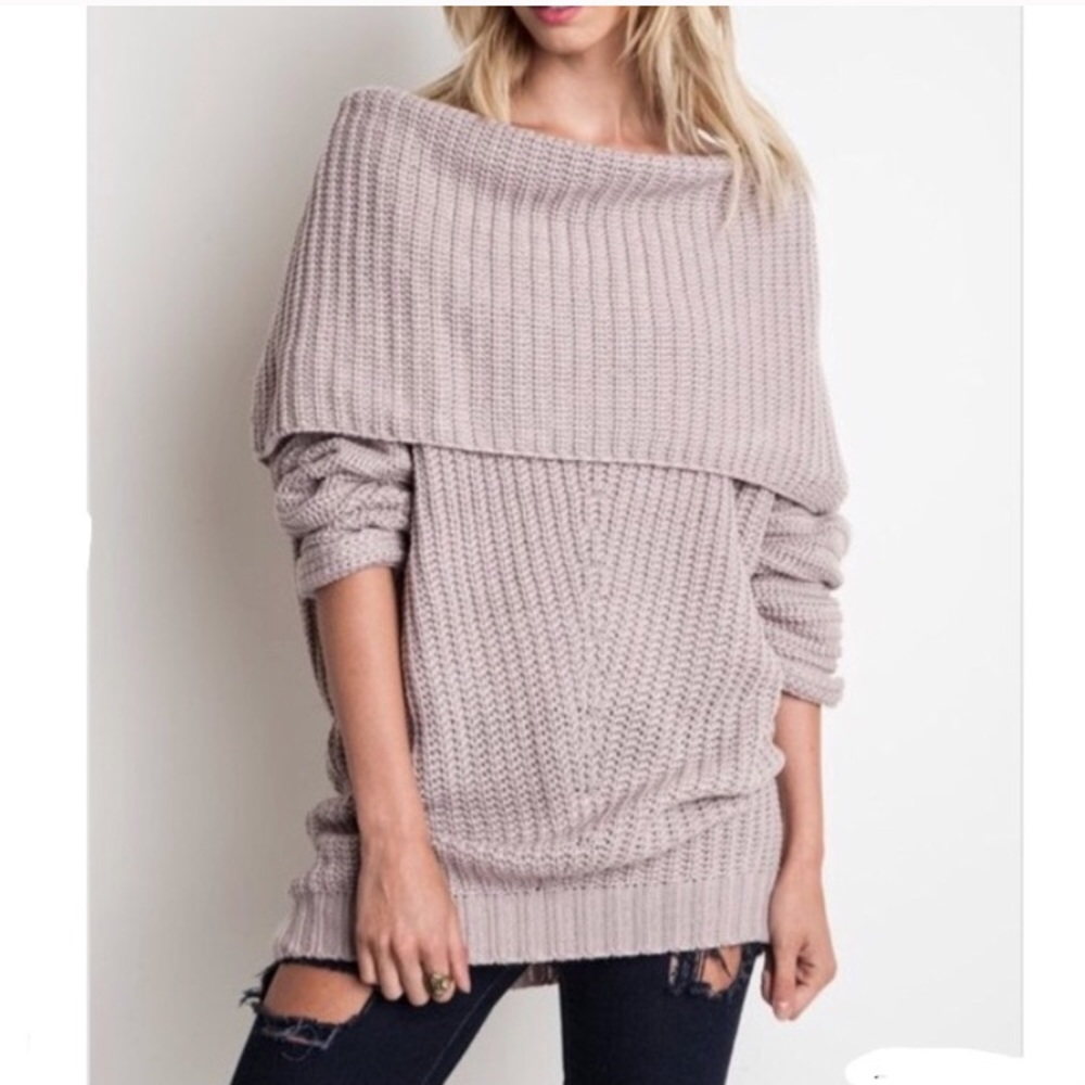 Mauve fold over sweater - Picture 6 of 6